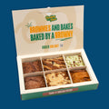 Open postal box of six assorted brownies