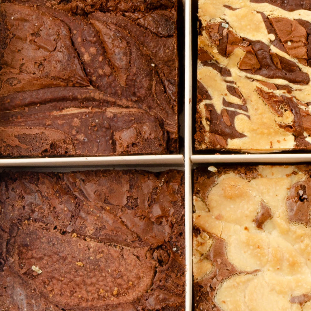 Close-up of a chocolate brownie topped with chocolate pieces